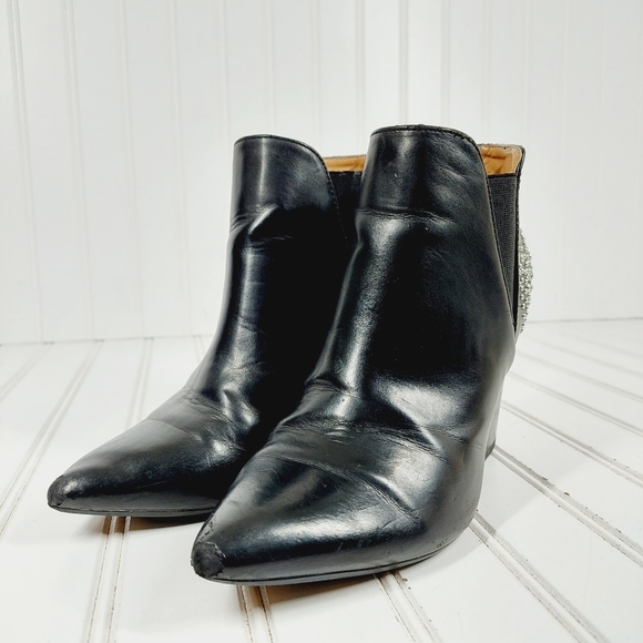 Report Mahogany Block Heel Pointy Toe Studded Ankle Boots E3 - Picture 2 of 13